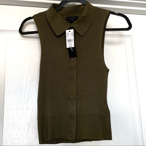 NWT Topshop Button Down Knit Polo - Picture 5 of 7